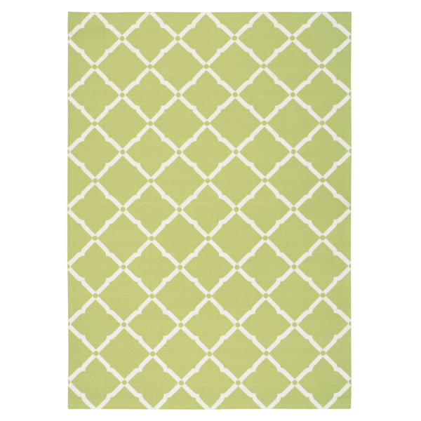 Beachcrest Home Creedmoor Geometric Lime Green/White Indoor / Outdoor